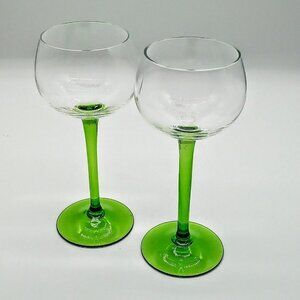 Green Stem Clear Bowl Glass Stemware
